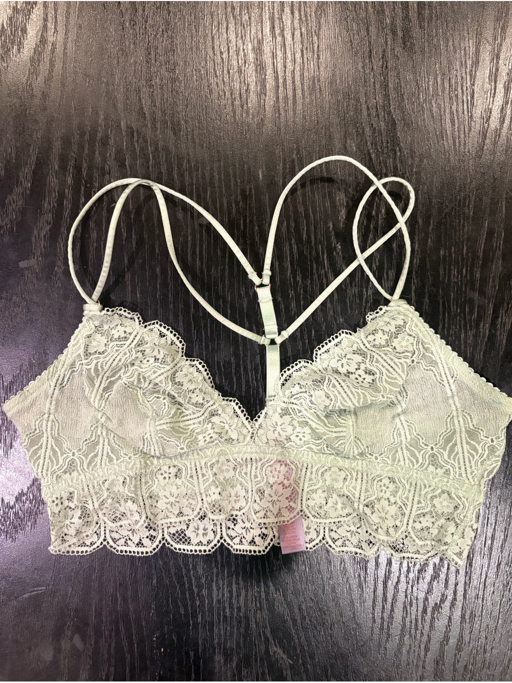 Savage X Fenty Womems Light Green Lace Strappy Back Bralette Size Large